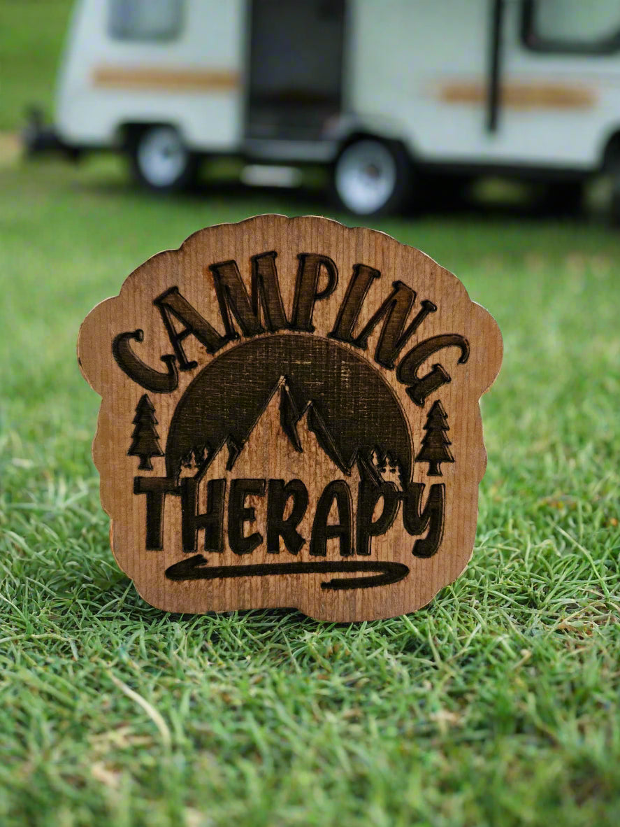 'Camping Therapy' Custom Magnet