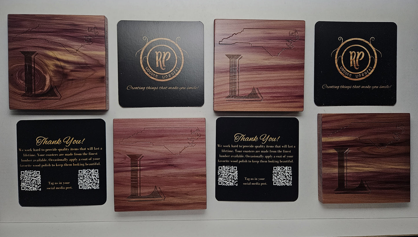 Custom North Carolina Cedar Coasters