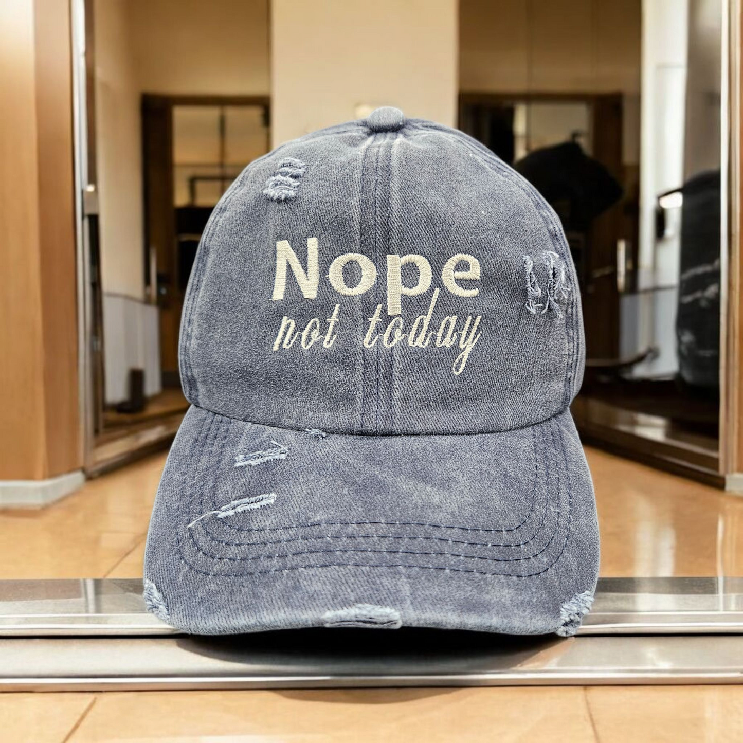'Nope Not Today' Criss-cross pony tail Hat